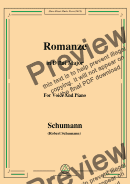 page one of Schumann-Romanze,in D flat Major,for Voice and Piano