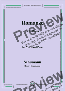 page one of Schumann-Romanze,in C Major,for Voice and Piano