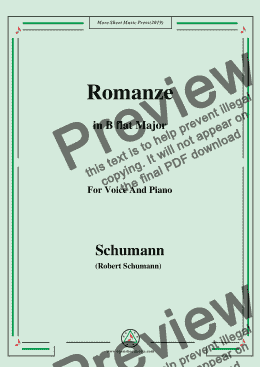 page one of Schumann-Romanze,in B flat Major,for Voice and Piano