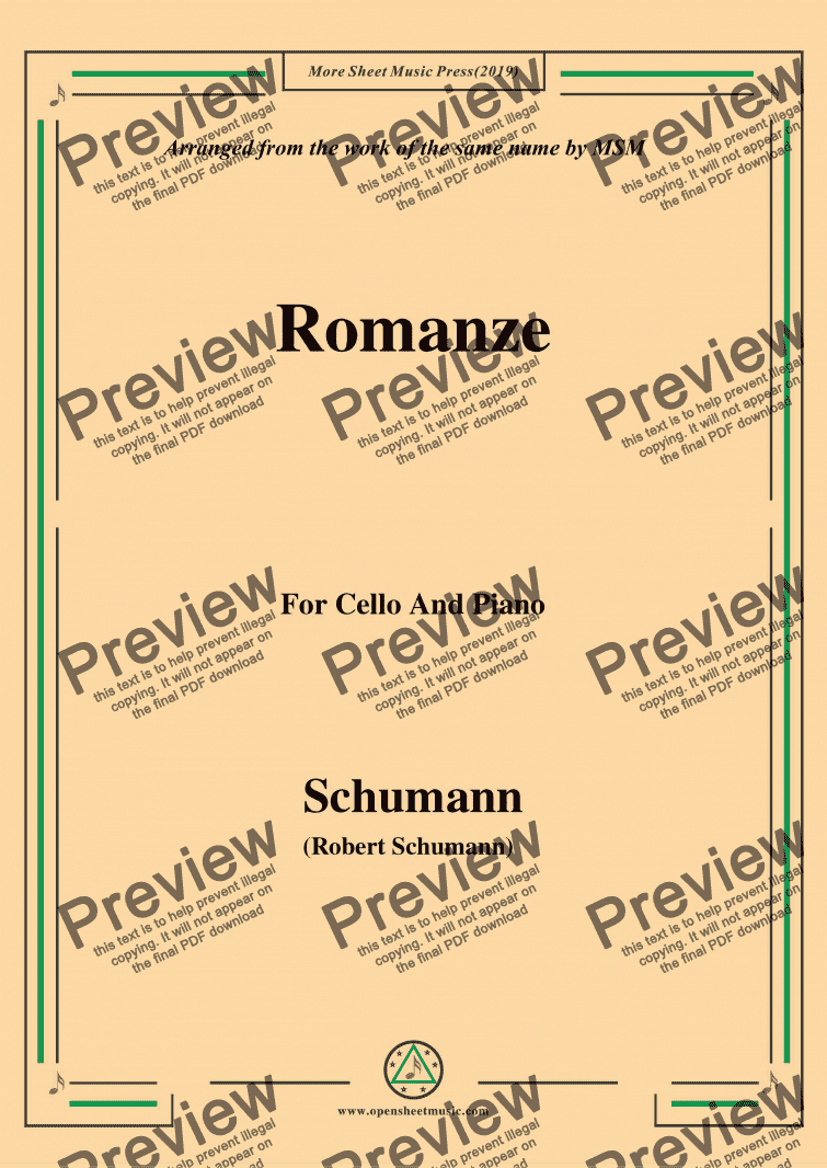 page one of Schumann-Romanze,for Cello and Piano