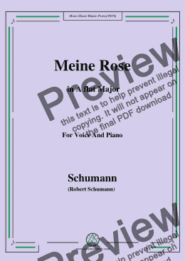 page one of Schumann-Meine Rose,in A flat Major,for Voice and Piano