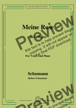 page one of Schumann-Meine Rose,in C Major,for Voice and Piano