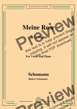 page one of Schumann-Meine Rose,in G Major,for Voice and Piano