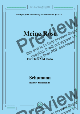 page one of Schumann-Meine Rose,for Flute and Piano