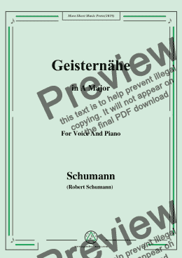 page one of Schumann-Geisternähe,in A Major,for Voice and Piano