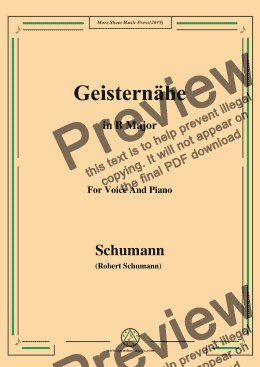 page one of Schumann-Geisternähe,in B Major,for Voice and Piano