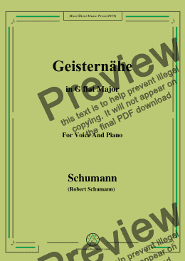 page one of Schumann-Geisternähe,in G flat Major,for Voice and Piano
