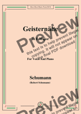 page one of Schumann-Geisternähe,in E Major,for Voice and Piano