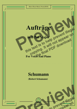 page one of Schumann-Aufträge,in B flat Major,for Voice and Piano