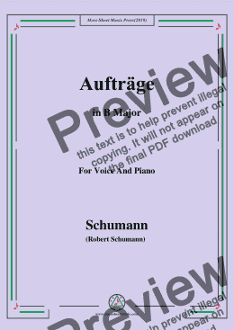 page one of Schumann-Aufträge,in B Major,for Voice and Piano