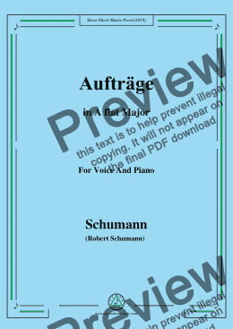 page one of Schumann-Aufträge,in A flat Major,for Voice and Piano