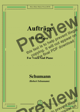 page one of Schumann-Aufträge,in G Major,for Voice and Piano
