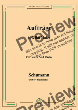 page one of Schumann-Aufträge,in G flat Major,for Voice and Piano
