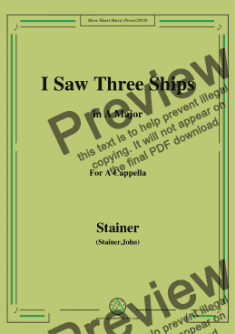 page one of Stainer-I Saw Three Ships,in A Major,A Cappella