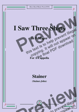 page one of Stainer-I Saw Three Ships,in F Major,A Cappella