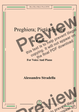 page one of Stradella-Preghiera; Pietà,signore in d minor,For Voice&Pno