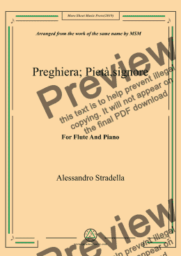 page one of Stradella-Preghiera; Pietà,signore, for Flute and Piano