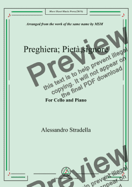 page one of Stradella-Preghiera; Pietà,signore, for Cello and Piano