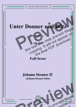 page one of Johann Strauss II-Unter Donner und Blitz,Op.324,for Orchestra