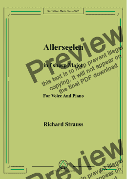 page one of Richard Strauss-Allerseelen in F sharp Major,For Voice&Pno