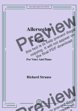 page one of Richard Strauss-Allerseelen in D Major,For Voice&Pno