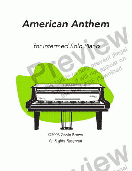 page one of American Anthem for Solo Piano
