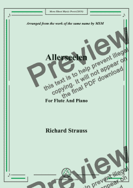 page one of Richard Strauss-Allerseelen, for Flute and Piano
