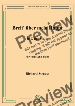 page one of Richard Strauss-Breit' über mein Haupt in G flat Major,For Voice&Pno