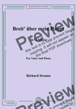 page one of Richard Strauss-Breit' über mein Haupt in G Major,For Voice&Pno