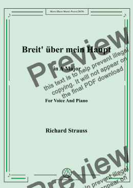 page one of Richard Strauss-Breit' über mein Haupt in A Major,For Voice&Pno,For Voice&Pno