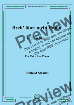 page one of Richard Strauss-Breit' über mein Haupt in B flat Major,For Voice&Pno