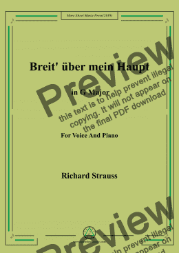 page one of Richard Strauss-Breit' über mein Haupt in F Major,For Voice&Pno