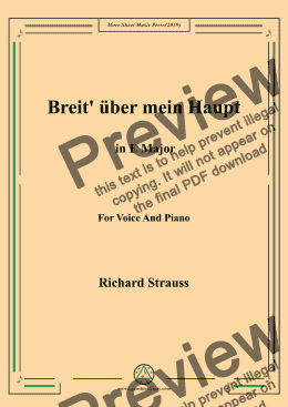 page one of Richard Strauss-Breit' über mein Haupt in E Major,For Voice&Pno