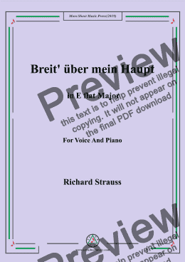 page one of Richard Strauss-Breit' über mein Haupt in E flat Major,For Voice&Pno