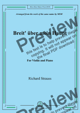 page one of Richard Strauss-Breit' über mein Haupt, for Violin and Piano