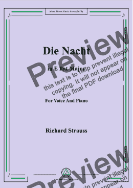 page one of Richard Strauss-Die Nacht in E flat Major,For Voice&Pno