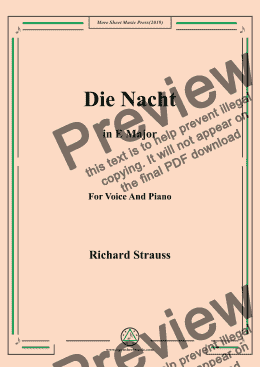page one of Richard Strauss-Die Nacht in E Major,For Voice&Pno