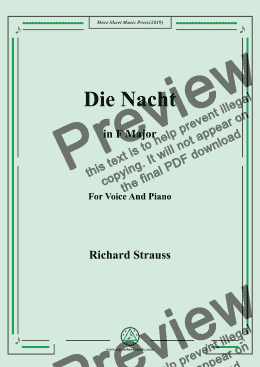 page one of Richard Strauss-Die Nacht in F Major,For Voice&Pno