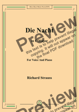 page one of Richard Strauss-Die Nacht in C Major,For Voice&Pno