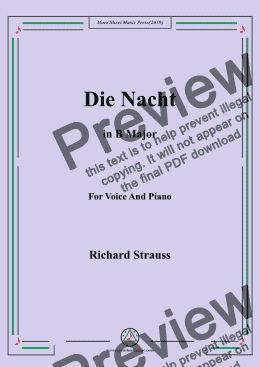 page one of Richard Strauss-Die Nacht in B Major,For Voice&Pno