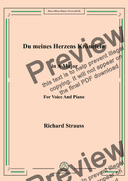 page one of Richard Strauss-Du meines Herzens Krönelein in A Major,For Voice&Pno