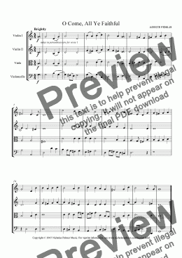 page one of O Come, All Ye Faithful (Easy String Quartet)
