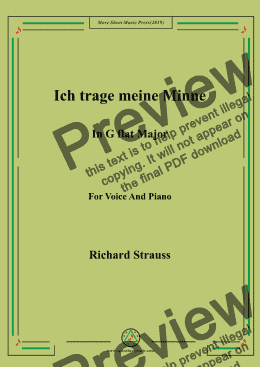 page one of Richard Strauss-Ich trage meine Minne in G flat Major,For Voice&Pno
