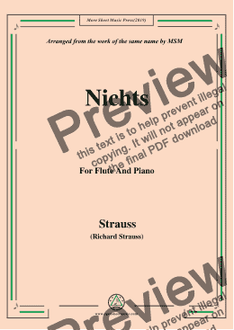 page one of Richard Strauss-Nichts, for Flute and Piano
