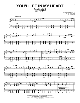 page one of You'll Be In My Heart (Pop Version) (from Tarzan) (Piano Solo)