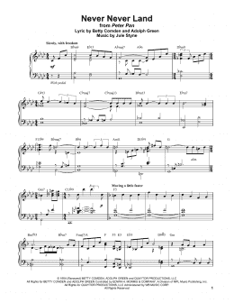 page one of Never Never Land (Piano Transcription)