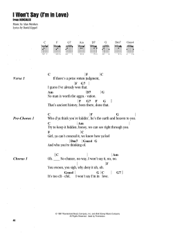 page one of I Won't Say (I'm In Love) (from Hercules) (Guitar Chords/Lyrics)