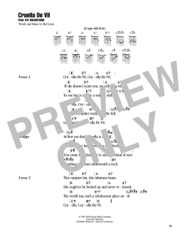 page one of Cruella De Vil (from 101 Dalmatians) (Guitar Chords/Lyrics)