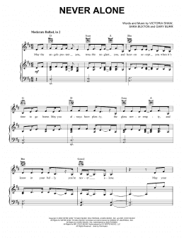 page one of Never Alone (feat. Lady A) (Piano, Vocal & Guitar Chords (Right-Hand Melody))