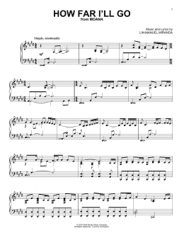 page one of How Far I'll Go (from Moana) (Piano Solo)